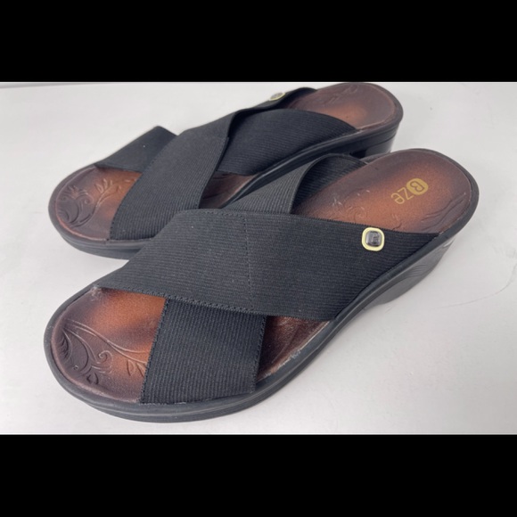 BZEES Desire Crisscross Platform Wedge Black Sandal Women’s Size 6.5M. - Picture 5 of 15